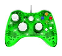 PAWHITS Wired Xbox 360 Controller with Cool LED, Compatible with Microsoft Xbox 360 & PC (Windows 11/10/8/7), Upgraded Joystick & Dual Vibration Gamepad Gaming Joypad (Green)