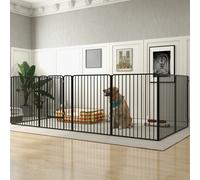 PawHut 100cm 8 Panels Heavy-Duty Dog Playpen for S/M Dogs, Black