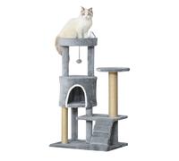 PawHut 100cm Cat Tree with Climbing Ladder Scratching Post Ball - Light Grey | TJ Hughes
