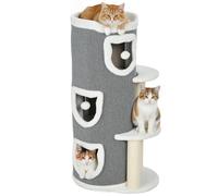 PawHut 101 cm Cat Tree Cat Condo for Indoor Cats with Sisal Scratching Post, Grey