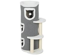 Pawhut 101 Cm Cat Tree Cat Condo For Indoor Cats With Sisal Scratching Post In Grey Grey
