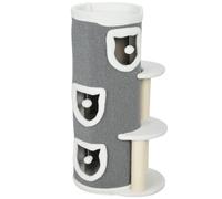 PawHut 101 cm Cat Tree with Sisal Scratching Posts, 3 Barrel Condos, 3 Platforms, for Indoor Cats to Rest and Play