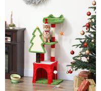 PawHut 103cm Christmas Cat Tower with Scratching Post and Board, Green, Green