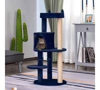 PawHut 104 cm Cat Tree, Cat Condo Tree Tower, Cat Activity Centre with Scratching Posts, Plush Perches, Hanging Ball - Blue Beige