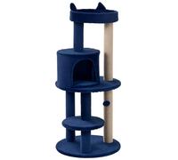 PawHut 104 cm Cat Tree with Scratching Posts, Plush Perches, Blue