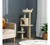 Pawhut 104Cm Cat Tree Condo Tower With Scratching Post Perch Ball, Cream