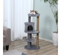 PawHut 4 Tiers 104cm Cat Tree W/ Scratching Posts Perches Hanging Ball - Beige | TJ Hughes