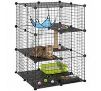 Pawhut Indoor Steel Cat Cage With Diy Customizable Design 105 Cm Black