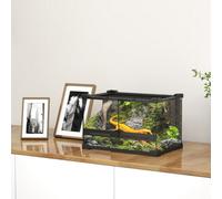 PawHut Black Stone Background Glass Reptile Terrarium 10L