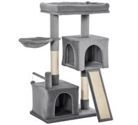 PawHut 111cm Cat Tree Tower for Indoor Cats Hammock Scratching Pad Grey
