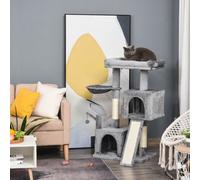 Pawhut 111Cm Kitten Activity Centre With Scratching Post Condo Hammock Grey