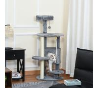 PawHut Cat Activity Center w/ Hanging Ball Toy and Teasing Rope - Grey, Grey