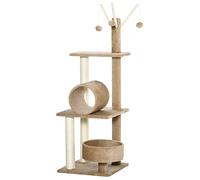 PawHut 121cm Cat Tree Tower for Indoor Cats Kitten Activity Centre Scratching Post with Bed Tunnel Perch Interactive Ball Toy Brown