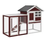 Pawhut 2 Tier Rabbit Hutch Outdoor, Wooden Guinea Pig Hutch, Bunny Cage With Ramp In Brown Brown