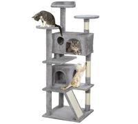 PawHut 138cm Cat Tree With Scratching Posts And Pad - Bed - Condos - Light Grey | TJ Hughes