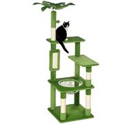 PawHut 142cm Cat Tree Tower w/ Scratching Post, Hammock, Ball, Platforms, Green