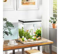 PawHut Fish Tank 14L Glass Aquarium with Filter System for Goldfish, White