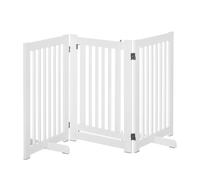 PawHut Freestanding Dog Gate Wood Doorway Safety Pet Barrier Fence Foldable w/Latch White, 155 x 76 cm