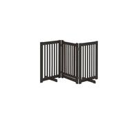 PawHut 155cm Expandable 3Panel Freestanding Dog Pet Gate w Latched Door Brown