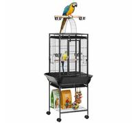 PawHut 156cm Bird Cage Large Parrot Cage Open Play Top for Budgie Dark Grey