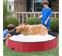 PawHut ?160 x 30H cm Pet Swimming Pool - Red/Dark Blue PVC
