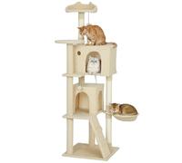 PawHut 160cm Cat Tree, Multi-Level Large Cat Tower with 3 Sisal Scratching Posts, Condos, Plush Perches, Hammock, Ladder, Dangling Balls, Kitten Activity Centre for Kittens Playing Relaxing, Beige