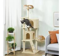 Pawhut 160Cm Cat Tree Tower With Sisal Scratching Posts, Condos In Beige Beige