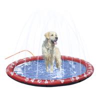 PawHut 170cm Splash Pad Sprinkler for Pets Dog Bath Pool Water Game Mat Toy Non-slip Outdoor Backyard Red