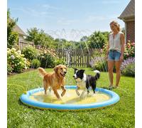 PawHut 170cm Splash Pad Sprinkler for Pets Dog Pool Non-slip Outdoor Yellow