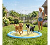 Pawhut 170Cm Splash Pad Sprinkler For Pets Dog Pool Non-Slip Outdoor Yellow Yellow