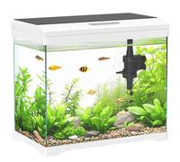 PawHut 17L Fish Tank, Glass Aquarium with Filter System, LED Light, Water Pump, Fish Tank Starter Kits for Betta, Goldfish, Shrimps, White White