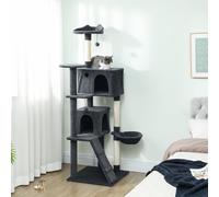 Pawhut 180Cm Cat Tree Tower With Sisal Scratching Posts, Condos In Dark Grey Dark Grey