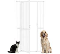 PawHut 180cm Extra Tall Pet Gate, 76-104cm Wide Adjustable Cat Gate with 3.5 cm Narrow Gap, Pressure Mounted No Drilling Steel Dog Gate for Doorways,