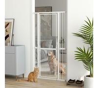 Pawhut 180Cm Extra Tall Pet Gate Cat Gate With Narrow Gap, 77-104Cm Wide In White White