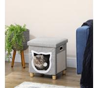 Pawhut 2 In 1 Cat Bed Ottoman W/ Removable Cushion, Handles, Scratching Pad