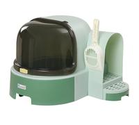 PawHut 2 In 1 Cat Litter Tray w/ Drawer Pans - Scoop - Openable Cover - Green | TJ Hughes