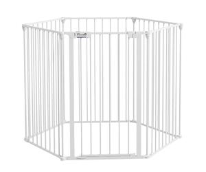 PawHut 2 in 1 Dog Pen, Safety Pet Gate, 6 Panels, for Medium Dogs, 90Hcm - White