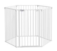 PawHut 2 in 1 Dog Pen, Safety Pet Gate, 6 Panels, for Medium Dogs, 90Hcm - White