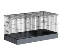 PawHut 2 in 1 Guinea Pig Cage, Rabbit Cage Pet Playpen with 2 Separate Area, Waterproof Oxford Fabric Floor for Hedgehogs