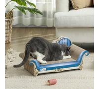 PawHut 2 in1 Cat Scratcher with Catnip - Cardboard Lounge Bed - Blue | TJ Hughes