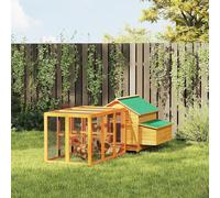 PawHut 2 Piece Chicken Coop and Run Set, Large Wooden Hen House Poultry Run Cage with Nesting Box, Slide-Out Tray, Ramp, for 3-7 Chickens, Yellow