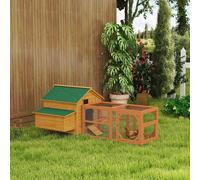 Pawhut 2 Piece Chicken Coop And Run Set, For 4-8 Chickens, Yellow Yellow