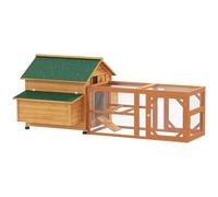 PawHut 2 Piece Chicken Coop and Run Set, Large Wooden Hen House Poultry Run Cage with Nesting Box, Slide-Out Tray, Ramp, for 4-8 Chickens, Yellow