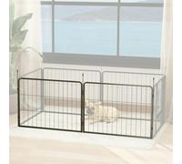 PawHut 2 Piece Dog Pen Expansion Pack for 60cm High Pet Playpen for S Dogs - Black - Steel - 1