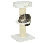 PawHut 2 Tier Cat Resting Tree w/ Top Basket Cushion Sisal Post Cream White | TJ Hughes