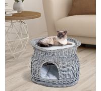 PawHut 2-Tier Elevated Cat Bed Basket W/Cushion-Grey