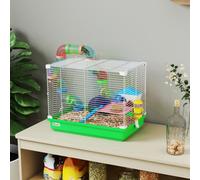 Pawhut 2 Tier Hamster Cage with Handle for Dwarf Hamster, Green