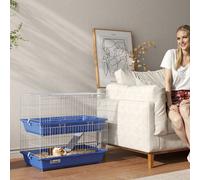 PawHut Double Tier Small Animal Cage Rabbit Chinchillas Cage w/Ramp Food Dish Water Bottle Deep Trays Pet Home 72 x 44 x 67 cm
