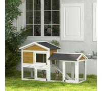 Pawhut 2-Tier Wooden Rabbit Bunny Guinea Pig Hutch Small Pet House Ramp