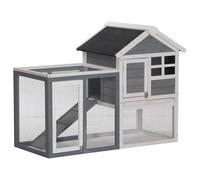 PawHut 122cm Rabbit Hutch Cage Bunny House Wooden Habitat Pet Small Animal w/Tra